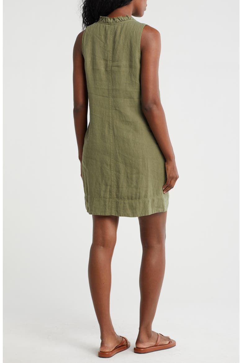 Two Palms Double Ruffle Linen Dress, Alternate, color, DK FERN