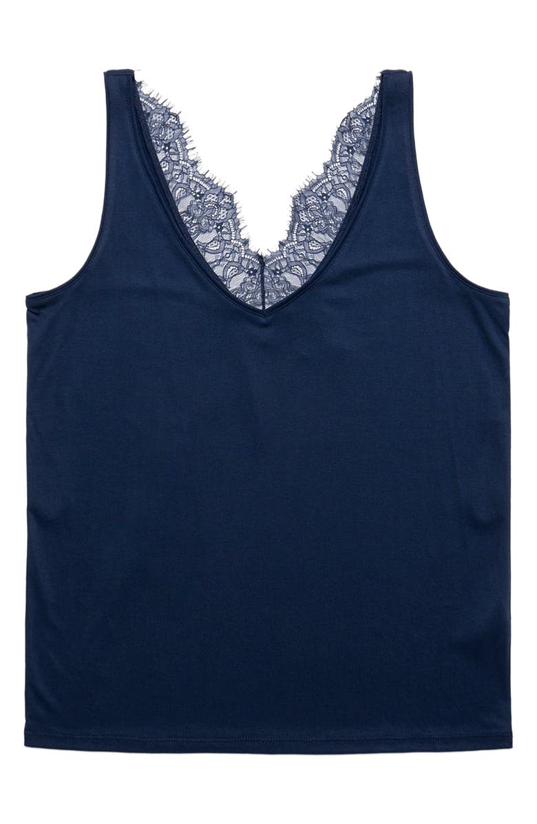 Mavi Jeans Lace Trim Jersey Tank, Alternate, color, 
