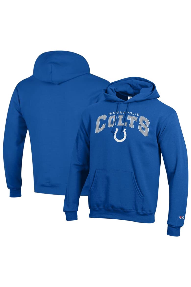 Men's Champion Royal Indianapolis Colts Powerblend Arch over Logo Hoodie, Main, color, Royal