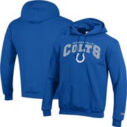 Champion Men's Champion Royal Indianapolis Colts Powerblend Arch over Logo Hoodie