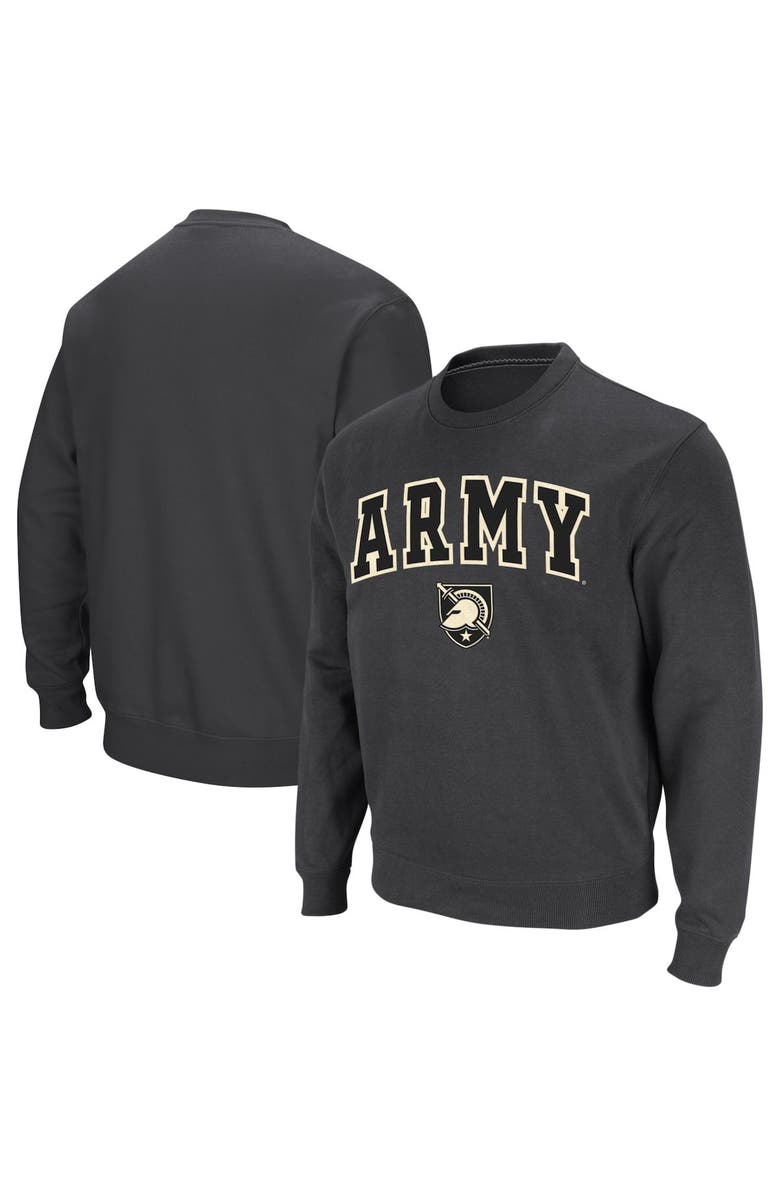 COLOSSEUM Men's Colosseum Charcoal Army Black Knights Arch & Logo Crew Neck Sweatshirt, Alternate, color, Charcoal