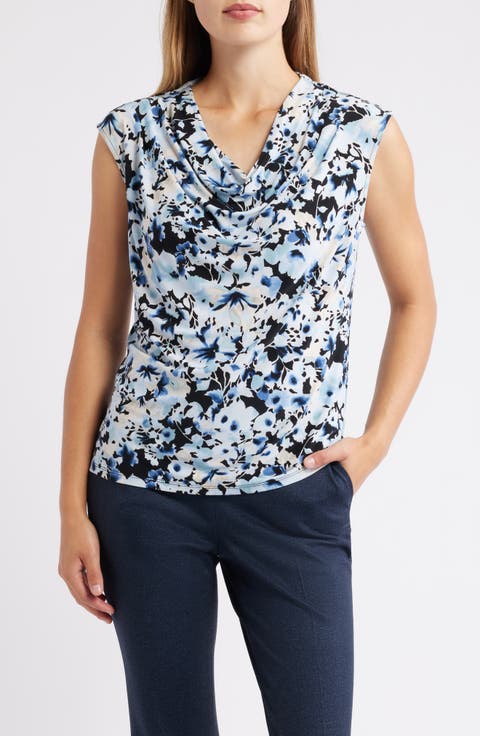 Pleated Cowl Neck Top