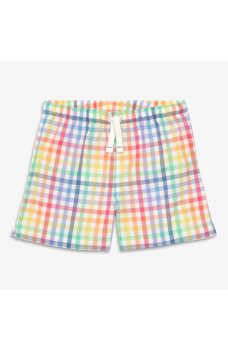 Primary Kids Pj Short In Rainbow Plaid, Main, color, Ivory Rainbow Plaid