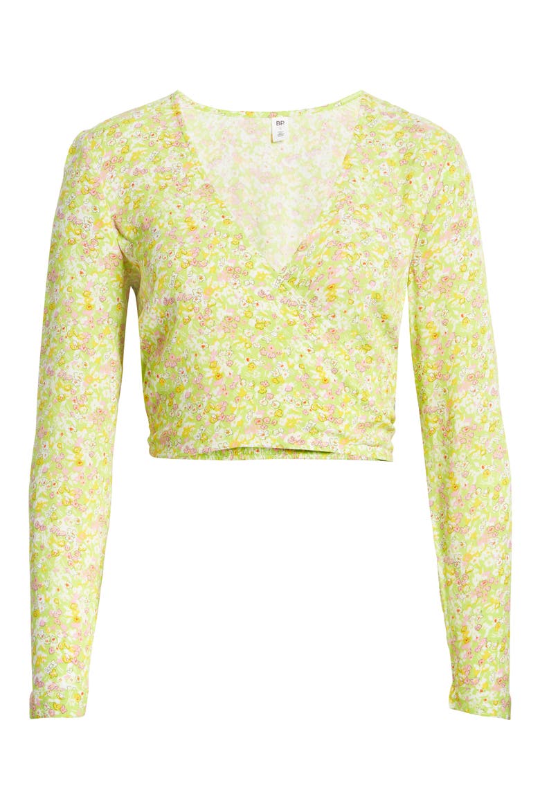Surplice V-Neck Crop Top, Alternate, color, GREEN HANNAH KATE