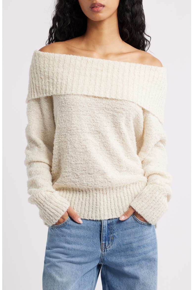 Parkley Bouclé Off-the-Shoulder Sweater, Main, color, CREAM
