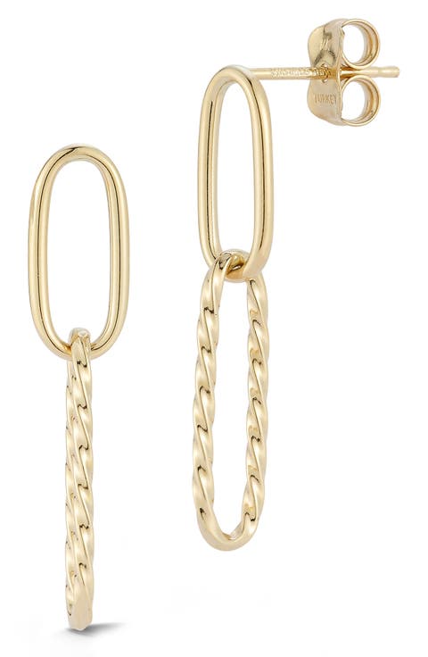 14K Gold Chain Drop Earrings