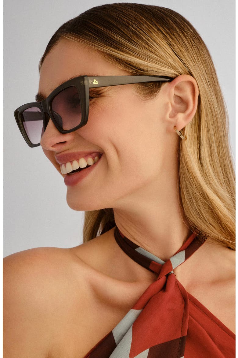 Solstice 53mm Cat Eye Sunglasses, Alternate, color, STEEL / KHAKI GRAD