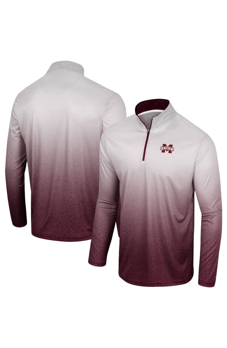 COLOSSEUM Men's Colosseum White/Maroon Mississippi State Bulldogs Laws of Physics Quarter-Zip Windshirt, Main, color, 