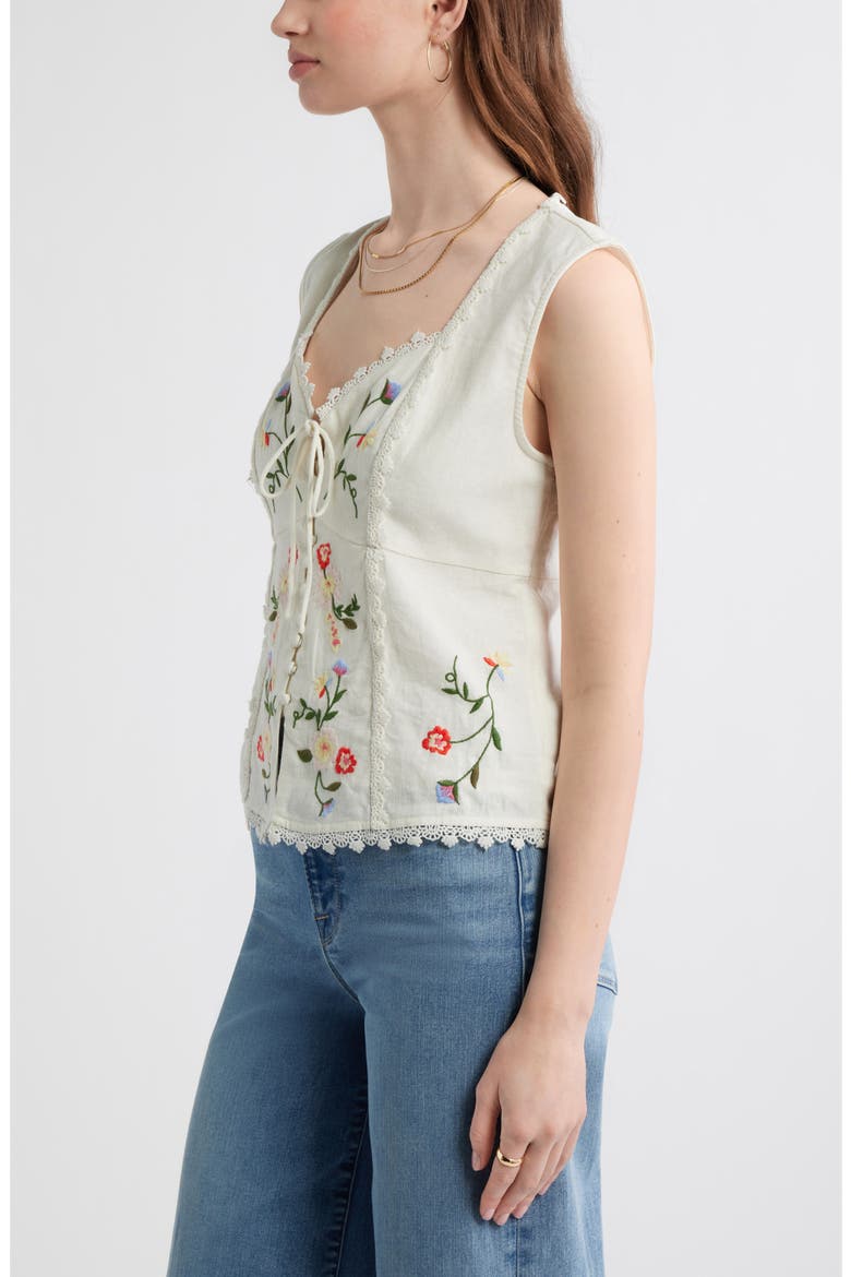 Embroidered Sleeveless Top, Alternate, color, IVORY MULTI