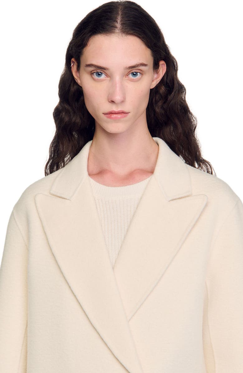 SANDRO Long wool-blend coat, Alternate, color,