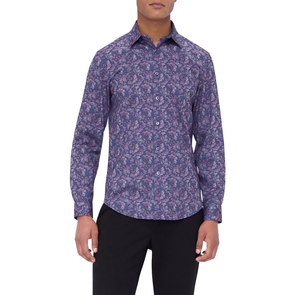 Bugatchi Jimmy OoohCotton® Floral Button-Up Shirt in Magenta