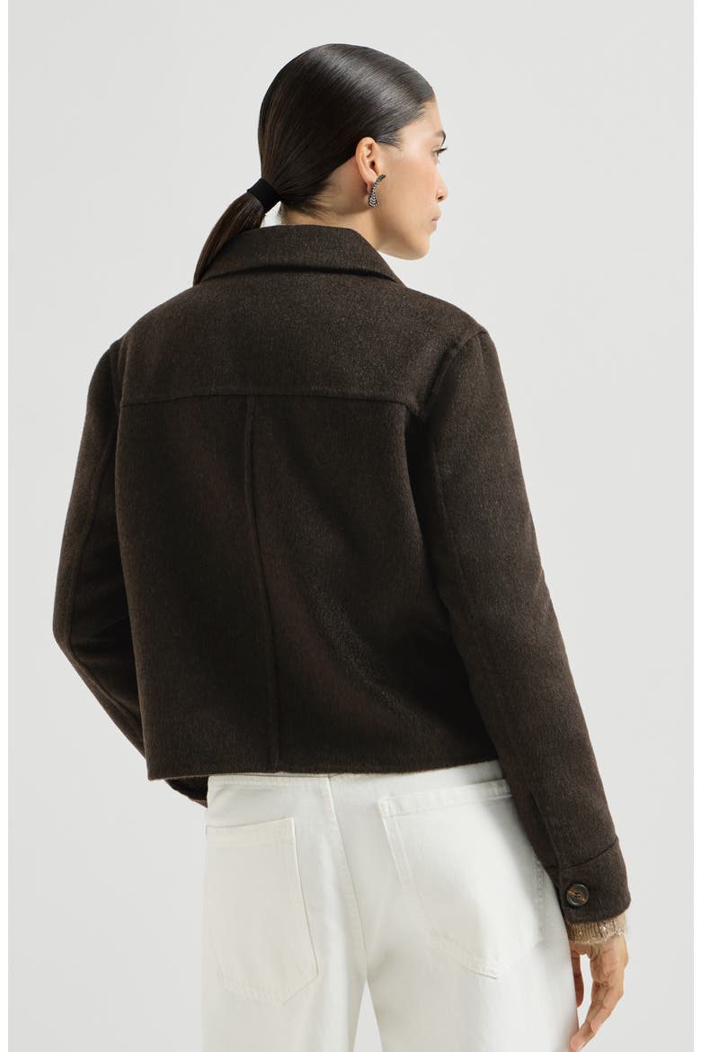 Hand-crafted outerwear jacket in cashmere beaver double cloth with monili, Alternate, color, Pine Cone Brown