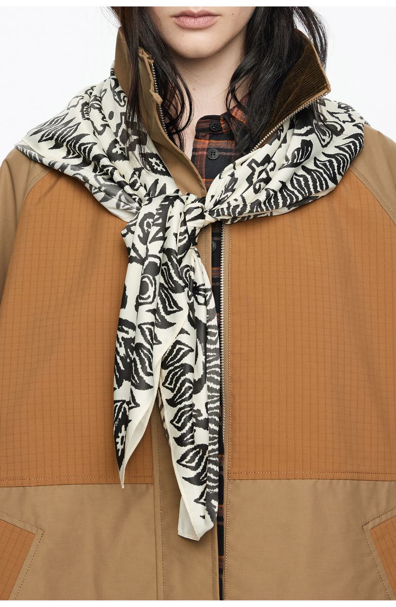 Bimba y Lola Two-tone Ikatmix print scarf, Alternate, color, Ivory