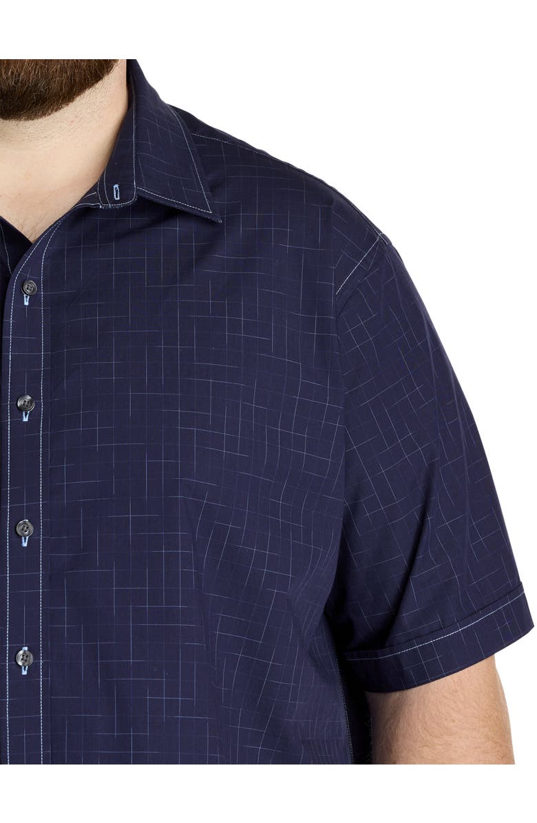 Synrgy by DXL Big & Tall Tonal Plaid Sport Shirt, Alternate, color, Navy