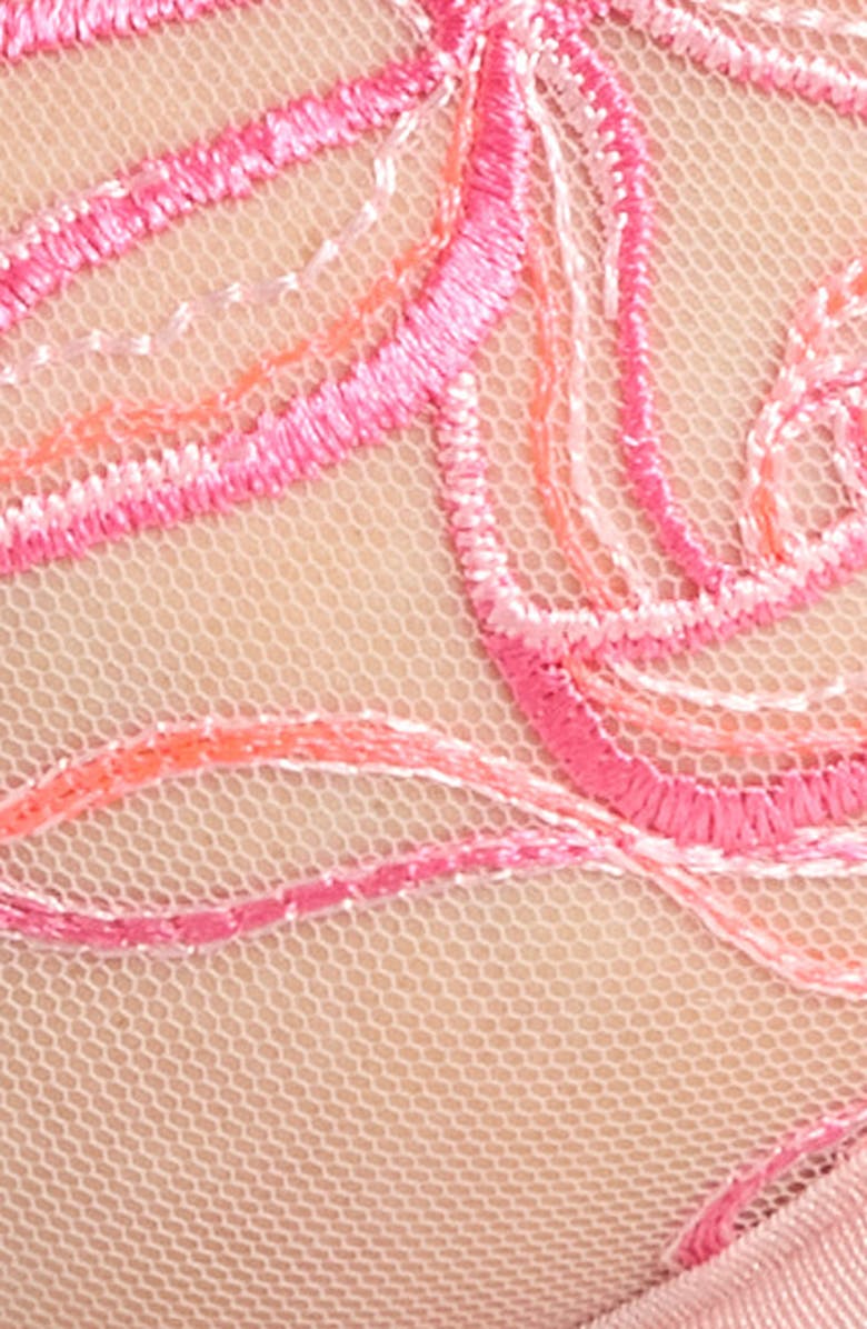 Hunkemöller Beau Up Embroidered Underwire Bra, Alternate, color, Silver Pink