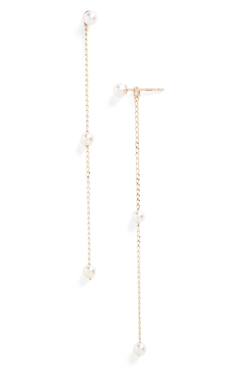 Sea of Beauty Pearl Convertible Drop Earrings, Main, color, YELLOW GOLD/ WHITE PEARL