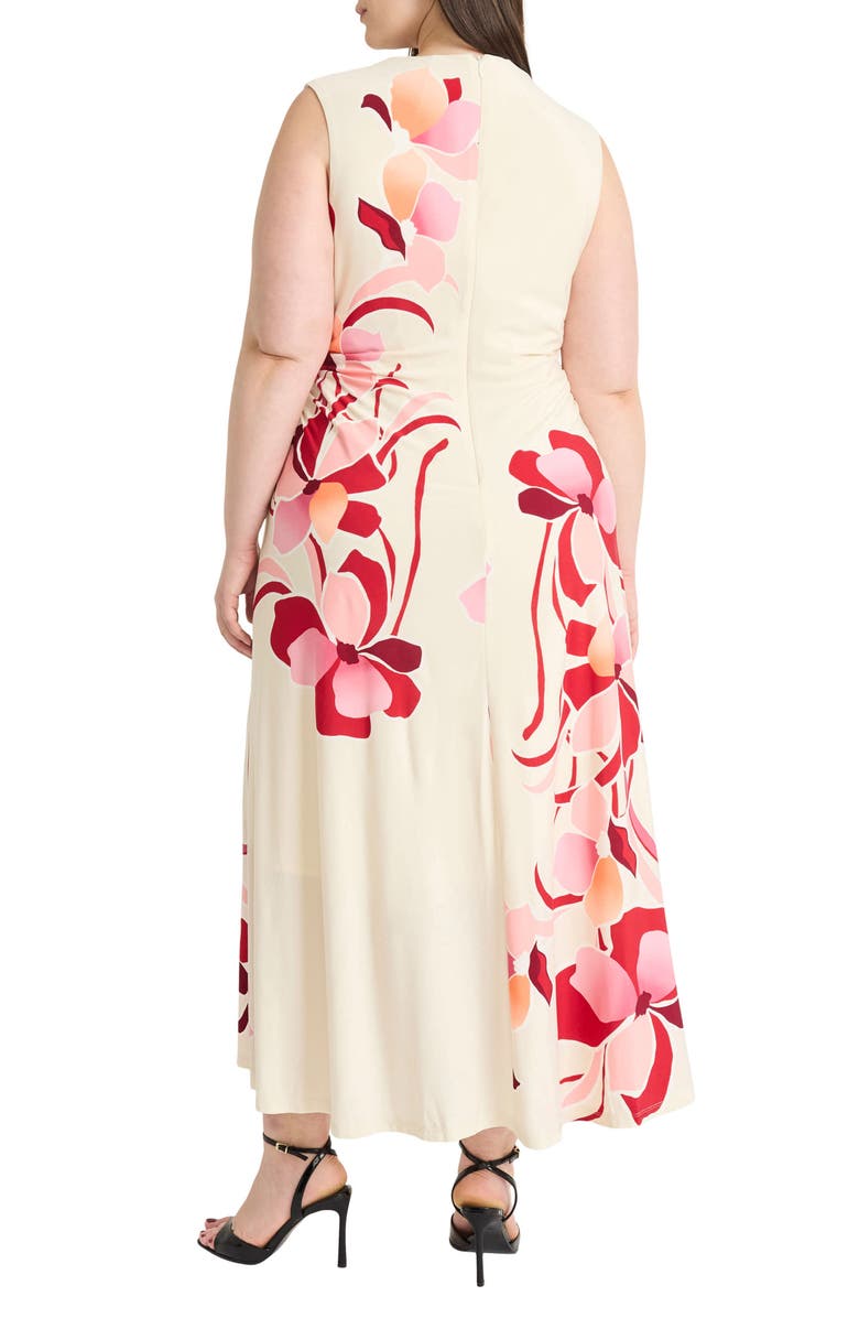 Maggy London Mock Neck Sleeveless Midi Dress, Alternate, color, Cream/ Rose