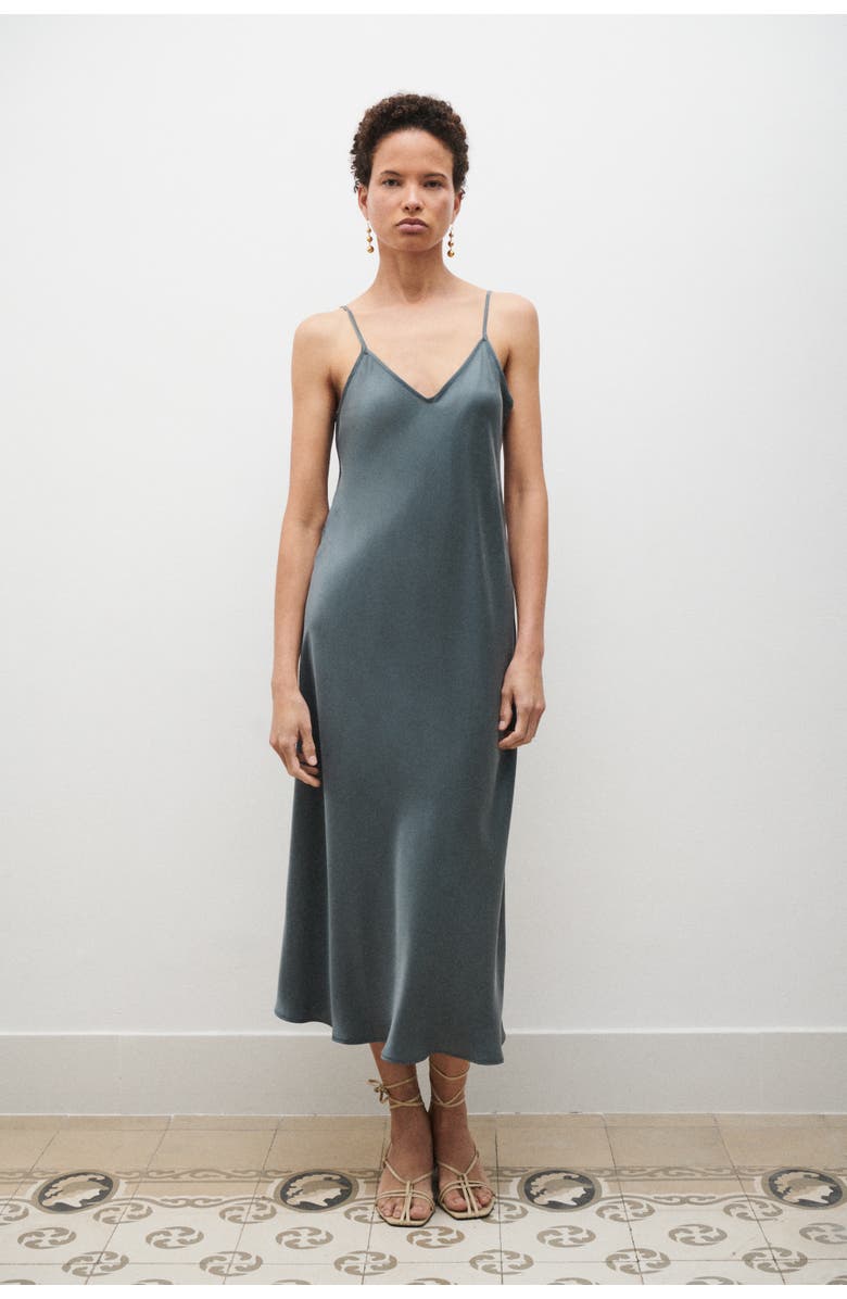 SILK LAUNDRY 90S Slip Dress Slate, Alternate, color, 