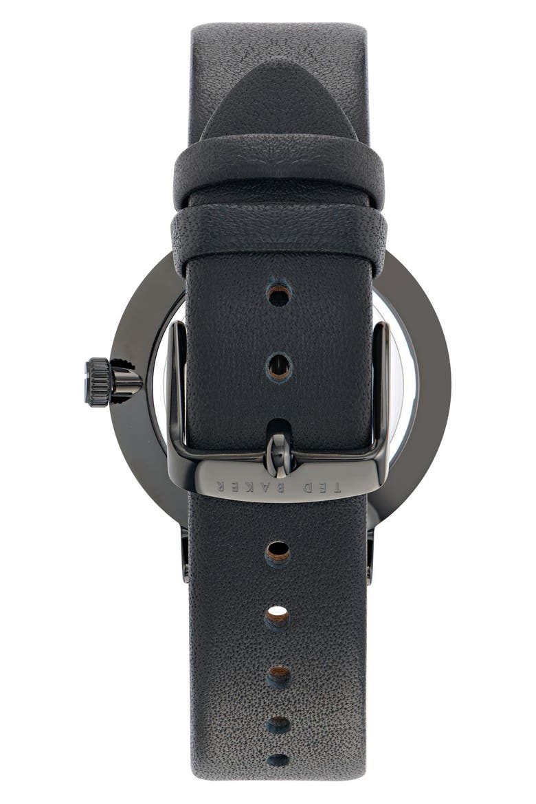 Recycled Stainless Steel Leather Strap Watch, Alternate, color, BLACK