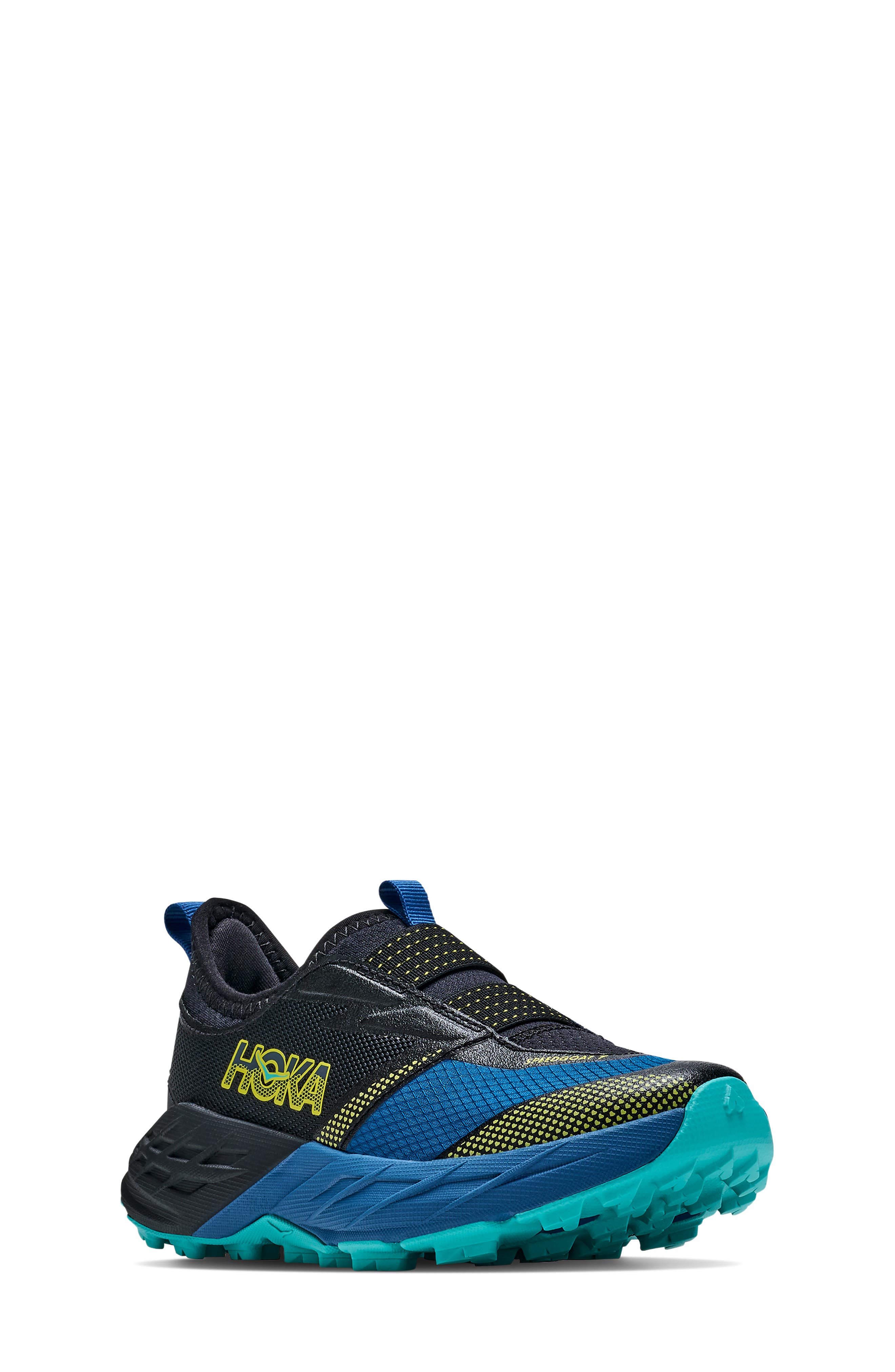 Kids' Speedgoat 7 Trail Running Shoe, Main, color, BLACK / NIGHT GLOW BLUE