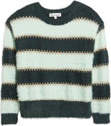CITY BLUES Stripe Metallic Boat Neck Sweater