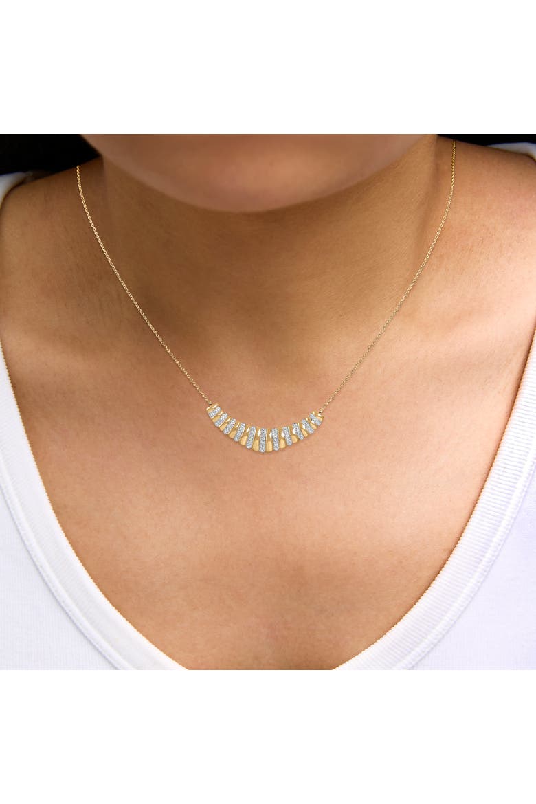 Gold Vermeil 1/10 Cttw Diamond Bold Ribbed Pendant Necklace, Alternate, color, Silver