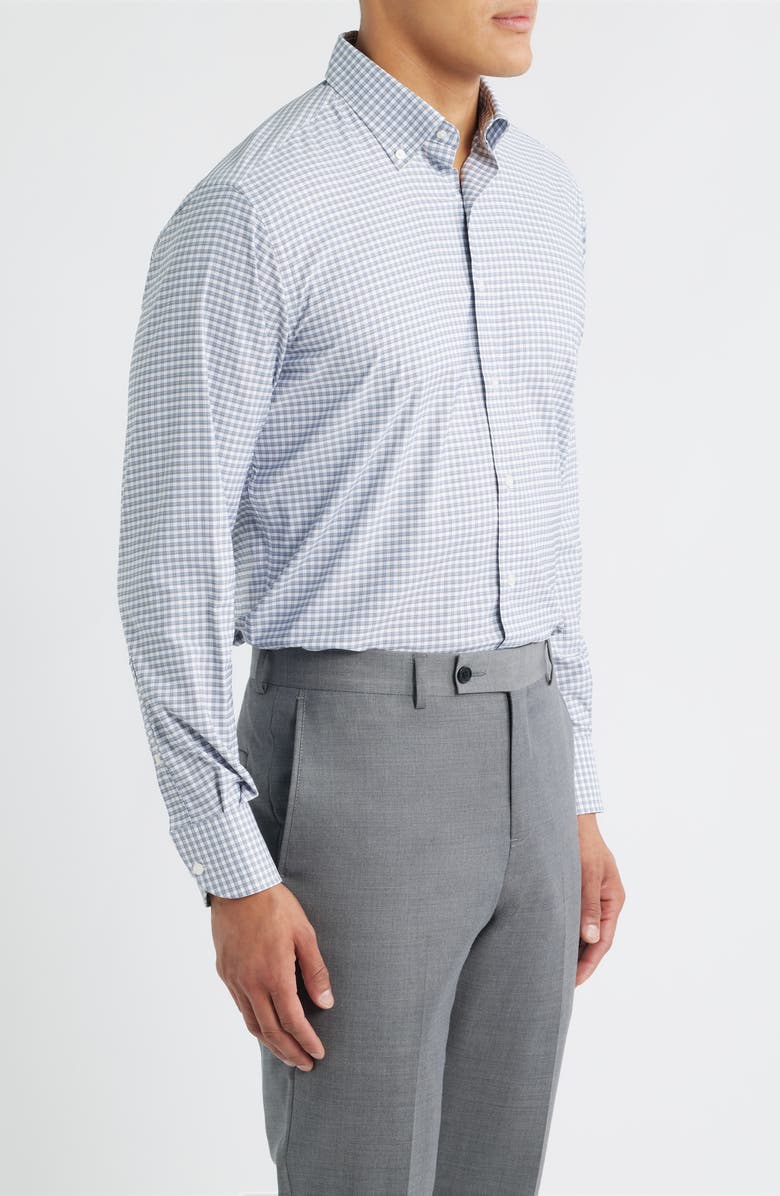 Peter Millar Cashiers Shadow Check Performance Twill Button-Down Shirt, Alternate, color, Oslo Grey