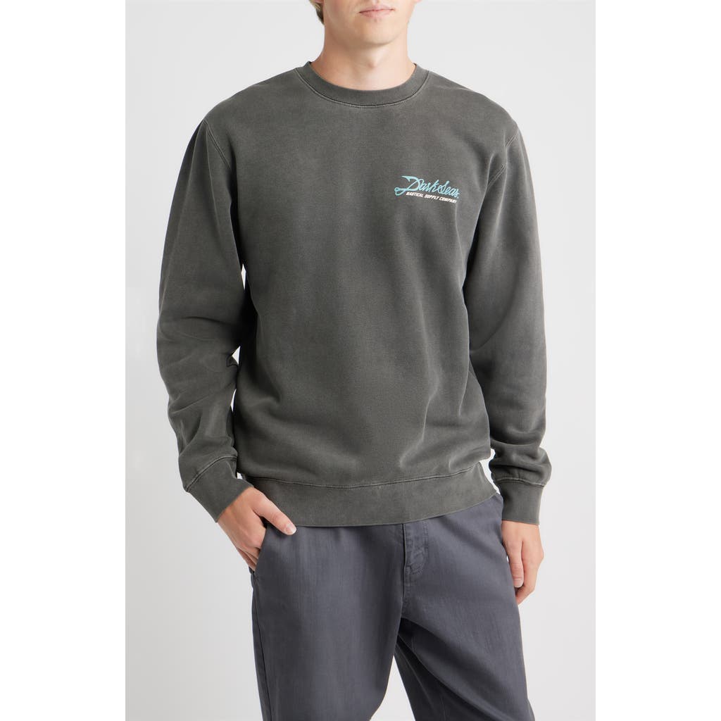 Dark Seas Fish Hook Cotton Blend Fleece Graphic Sweatshirt In Gray