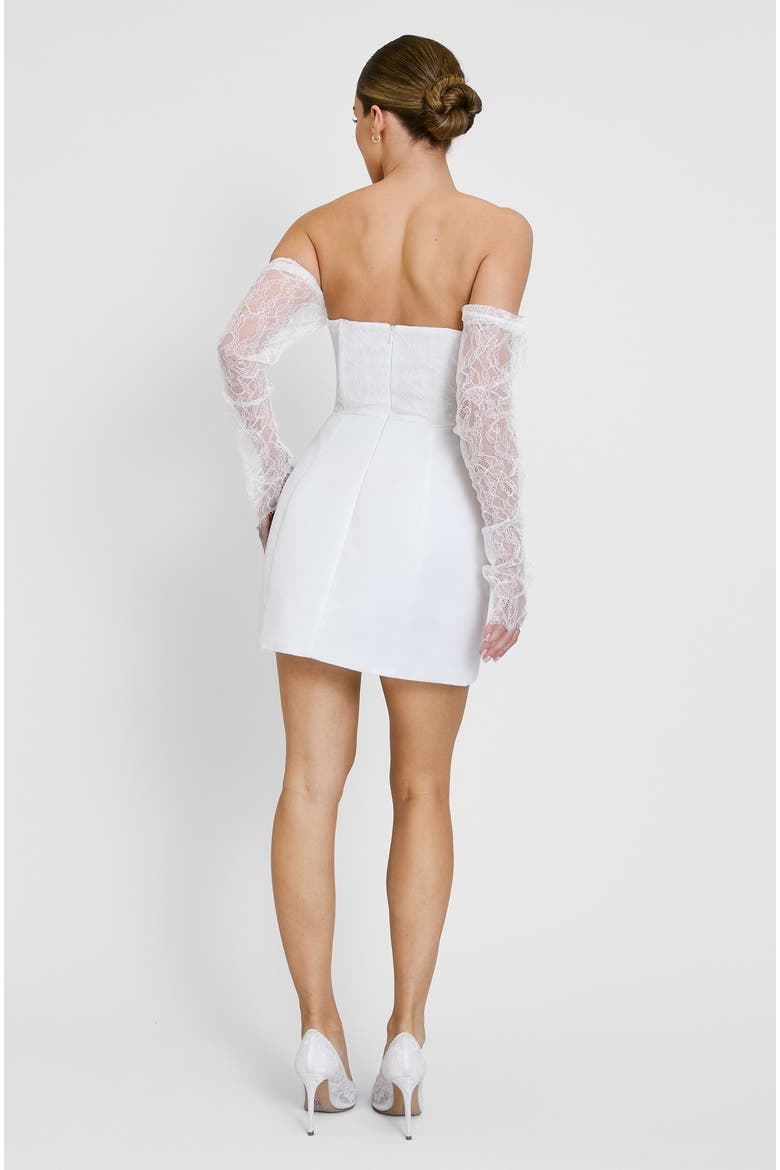 bardot lace cocktail dress Floral Mesh Bardot Lace Dress White