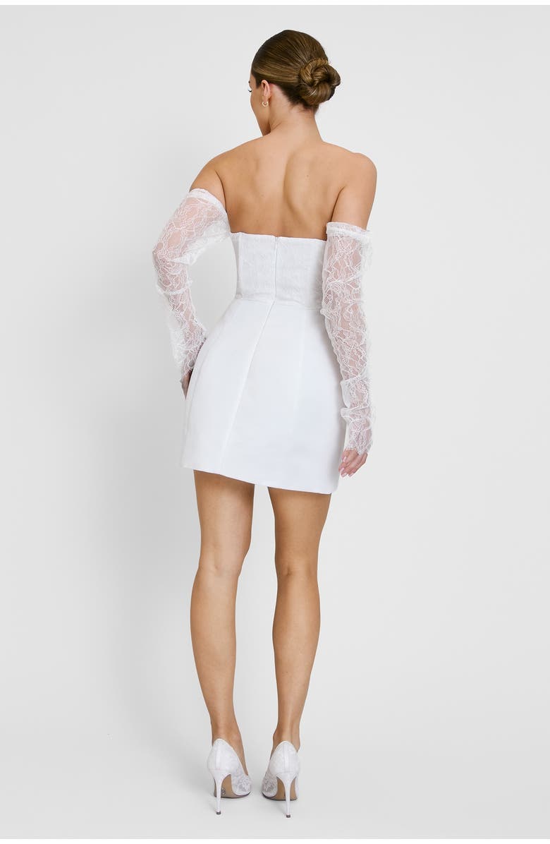 Six Stories Lace Bardot Mini Dress, Alternate, color, White