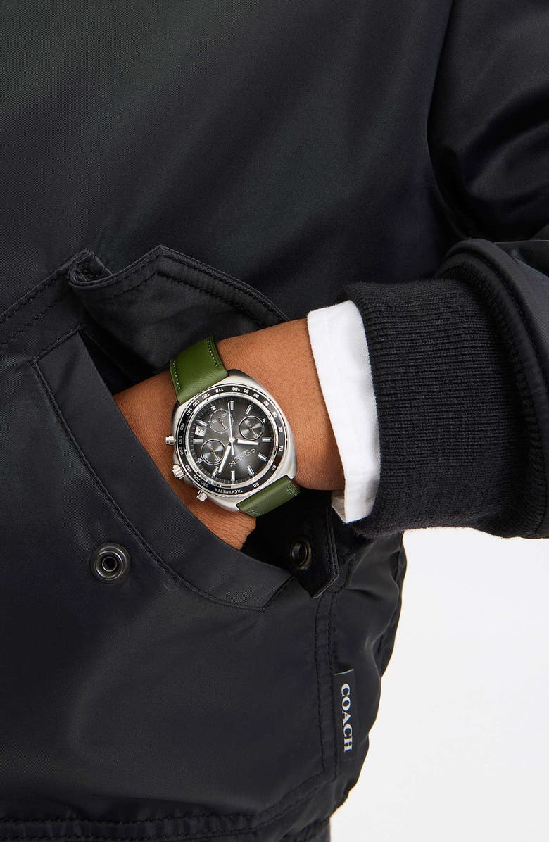 COACH Charter Leather Strap Watch, Alternate, color, Grey