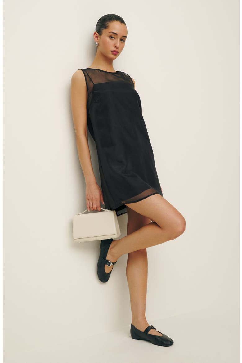 Vina Sheer Overlay Minidress, Alternate, color, BLACK