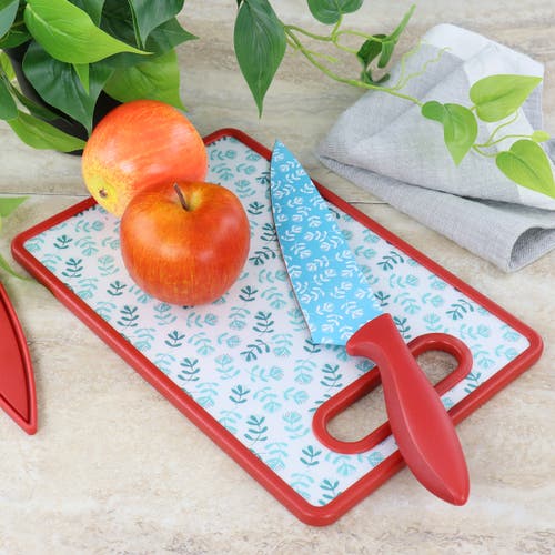Gibson Home Village Vines 3 Piece Cutting Board And Knife Set In Multi