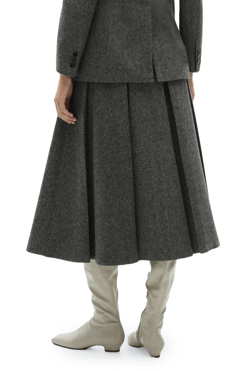 MANGO Pleated Marbled Wool Blend Midi Skirt, Alternate, color,