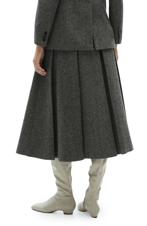 Mango Marbled Wool Pleated Skirt Grey In Grey