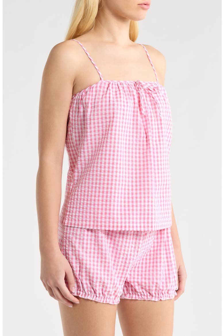 Gingham Seersucker Cami & Bloomer Short Pajamas, Alternate, color, PINK COMBO