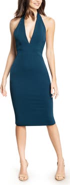 Dress the Population Vanessa Halter Body-Con Midi Dress