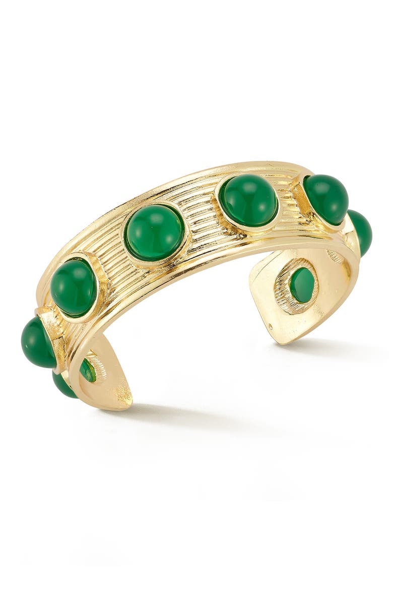 Beaded Cuff Bracelet, Main, color, GOLD/GREEN