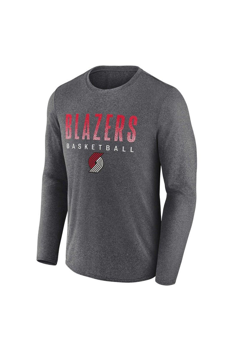 Men's Fanatics Branded Heathered Charcoal Portland Trail Blazers Where Legends Play Iconic Practice Long Sleeve T-Shirt, Alternate, color, Heather Charcoal