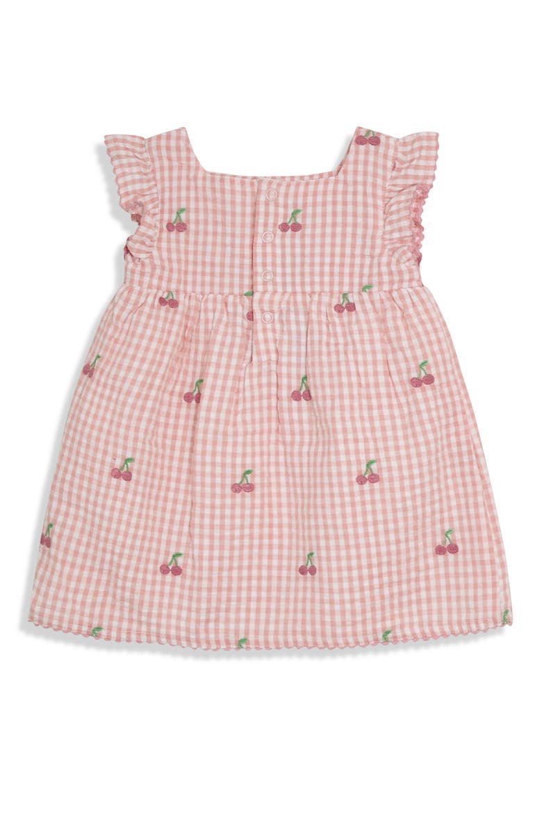 Cherry Embroidered Gingham Dress, Bloomers & Bucket Hat Set, Alternate, color, PINK