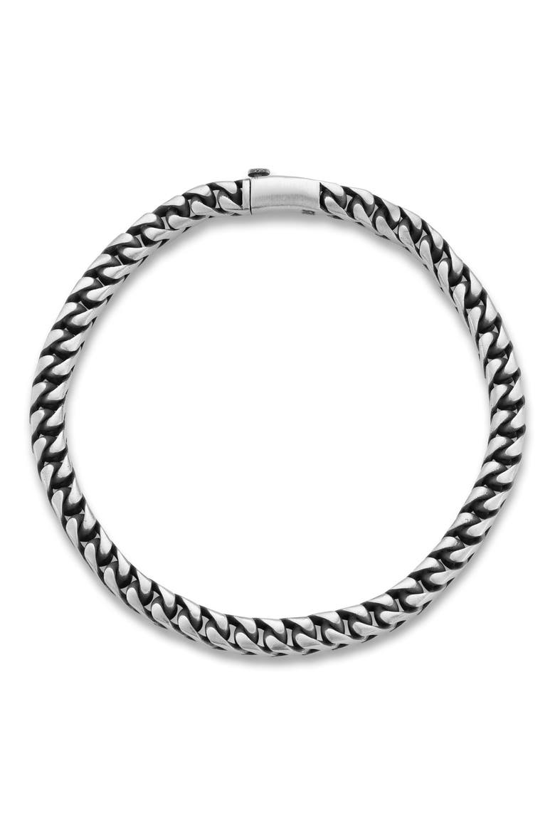 Men's Oxidized Sterling Silver Curb Chain Bracelet, Main, color, SILVER