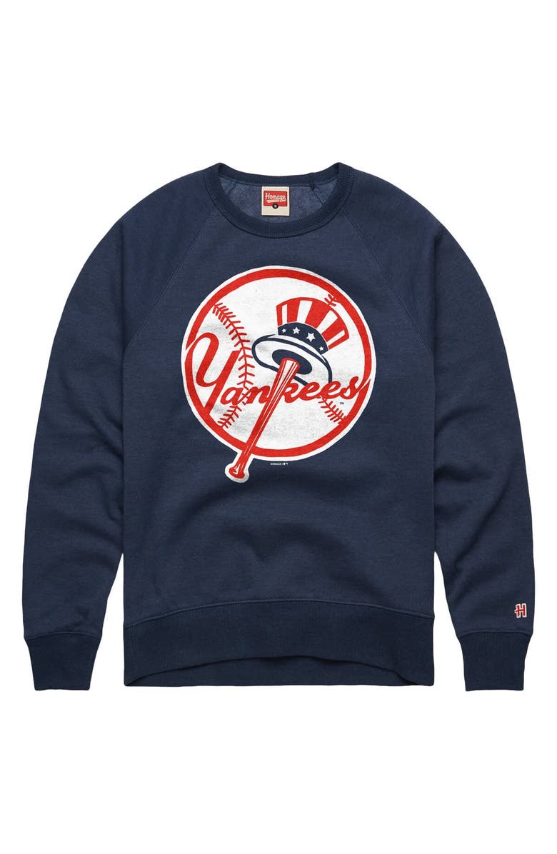 Homage Men's Homage Navy New York Yankees Cooperstown Collection Raglan Tri-Blend Sweatshirt, Main, color, Navy