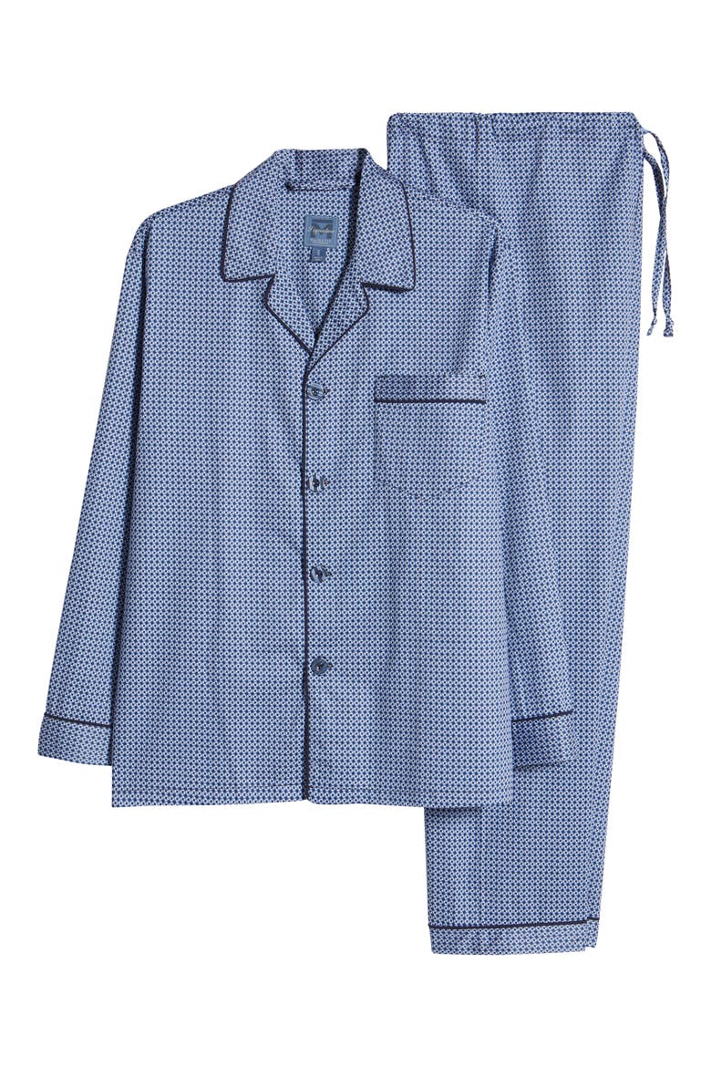 Cotton Sateen Pajamas, Alternate, color, NAVY/ BLUE