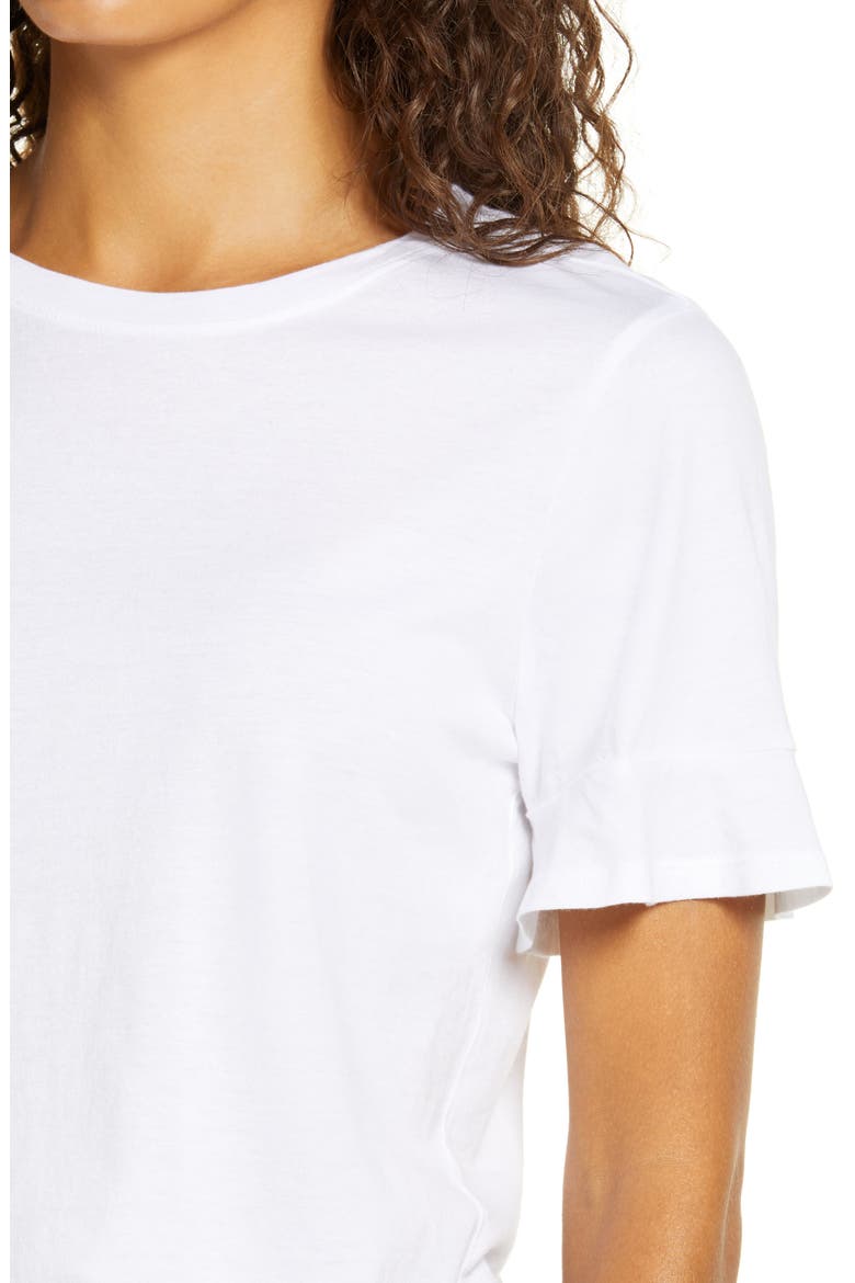 Ruffle Cuff T-Shirt, Alternate, color, WHITE
