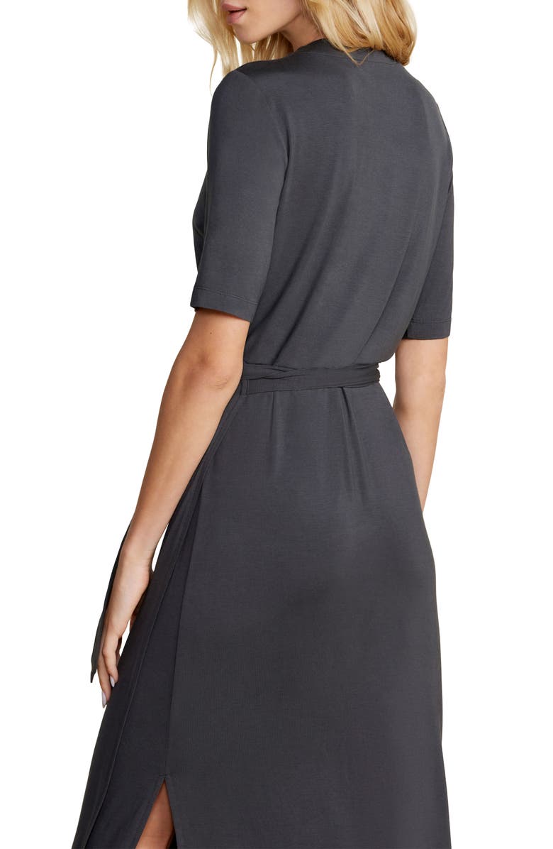 Barefoot Dreams<sup>®</sup> Luxe Milk Jersey<sup>®</sup> Three-Quarter Sleeves Wrap Dress, Alternate, color, 