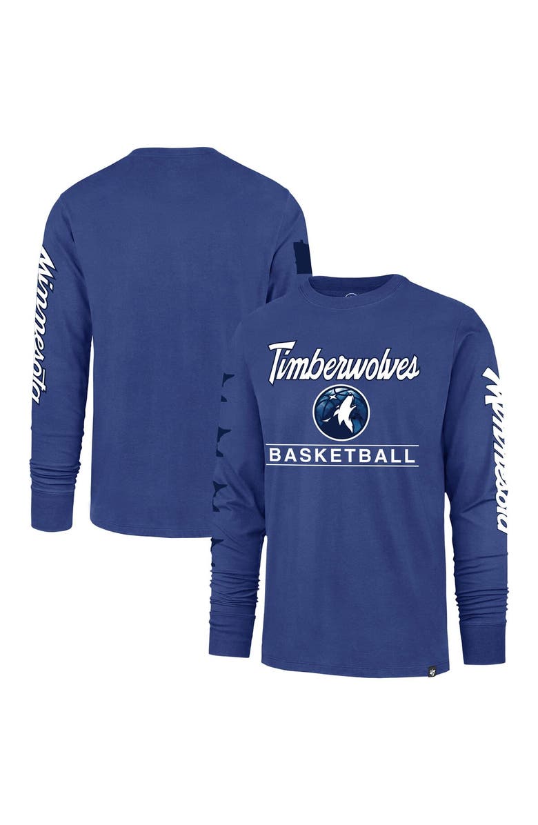 '47 Men's '47 Blue Minnesota Timberwolves 2023/24 City Edition Triplet Franklin Long Sleeve T-Shirt, Main, color, 
