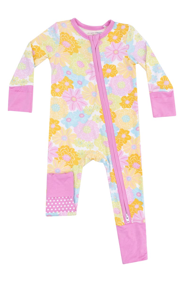 Angel Dear Sunny Dahlias Convertible Zip Romper, Main, color, Pink