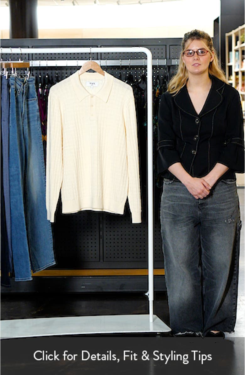 Oban Ecru Diamond Stripe Cotton & Cashmere Polo Sweater, sales video thumbnail