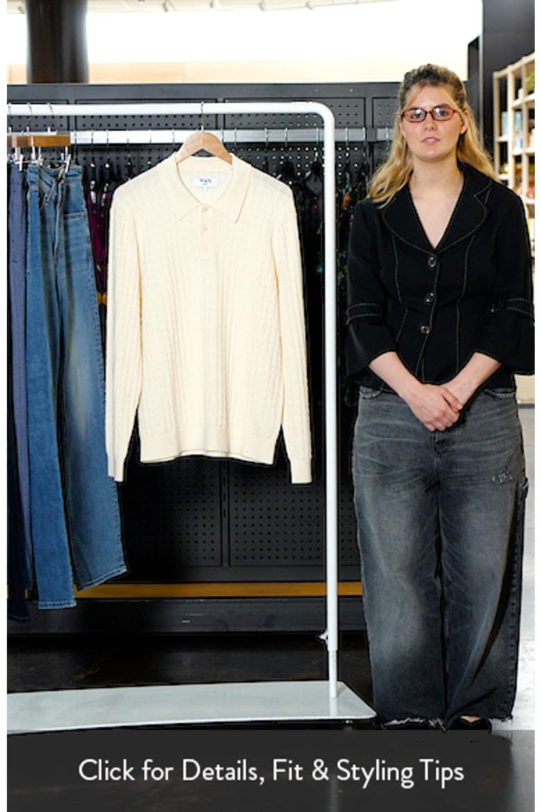 Oban Ecru Diamond Stripe Cotton & Cashmere Polo Sweater video