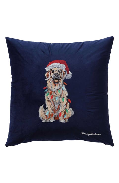 Holiday Retriever Square Throw Pillow